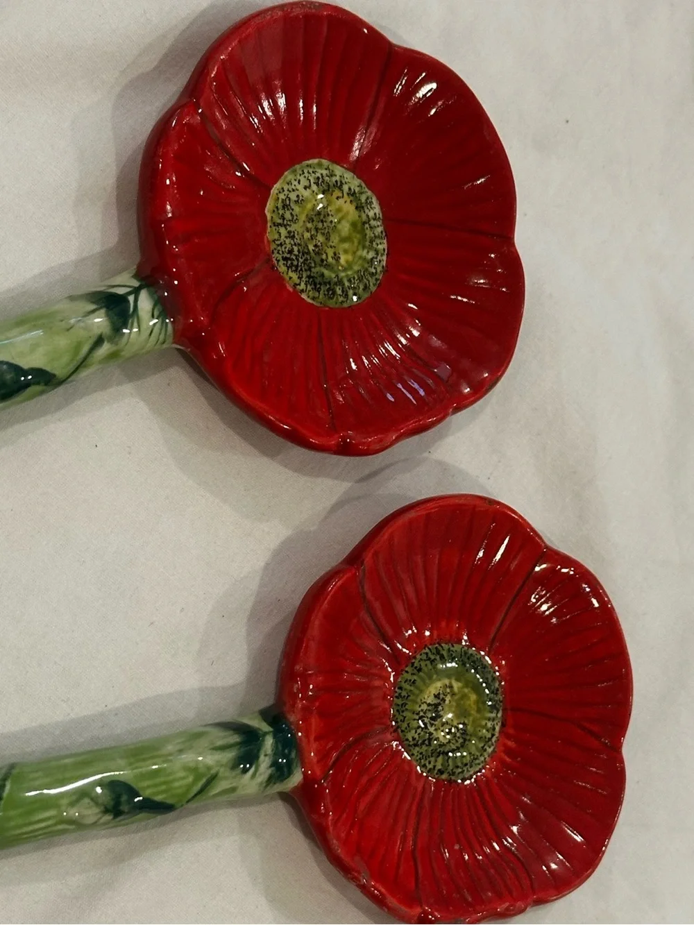 Fleur Rouge by Nanette Vacher Ambiance Collections Red Poppy Salad Servers Set